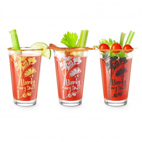 Bloody Mary Time Cocktail Glasses - Set of 3